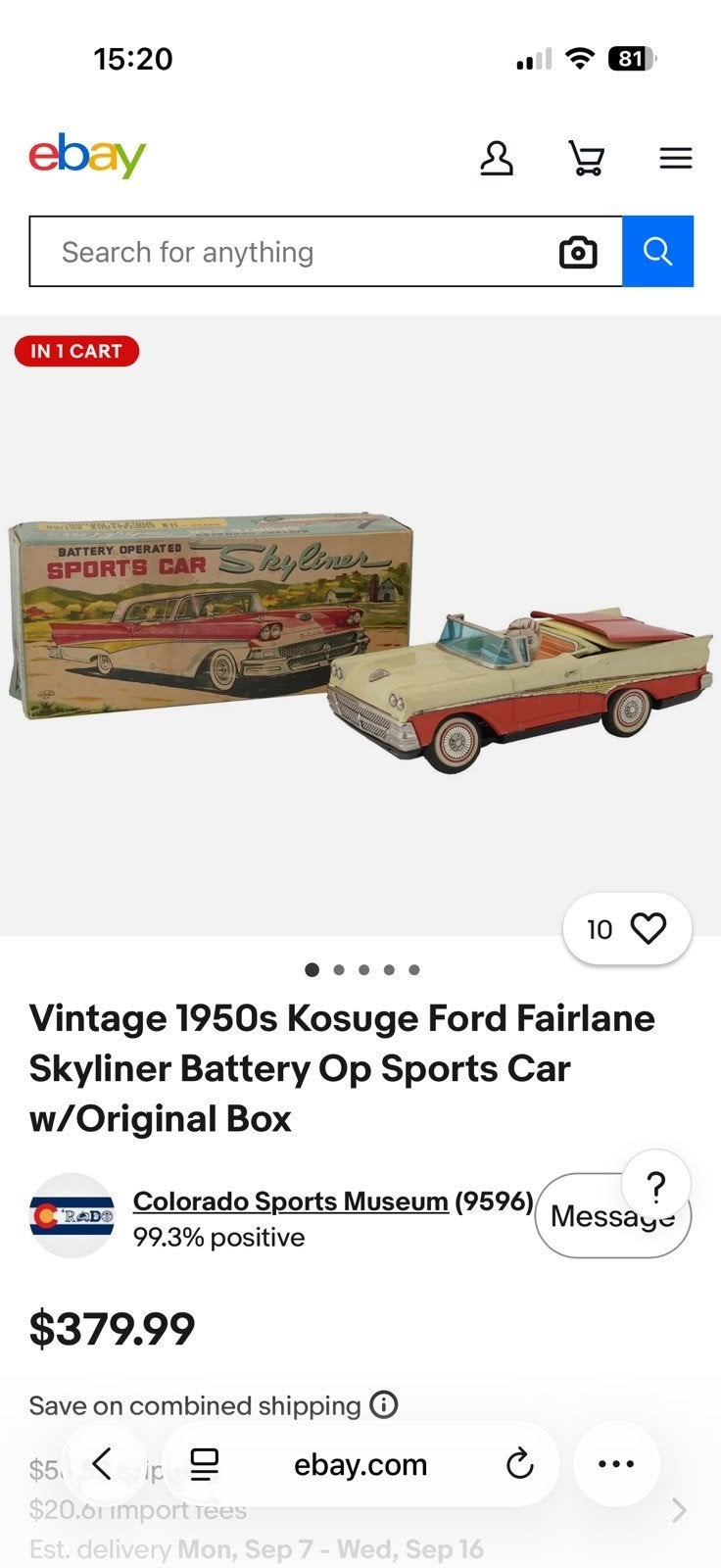 sportscar skyline uit de 50e jaren met klapdak, Ophalen