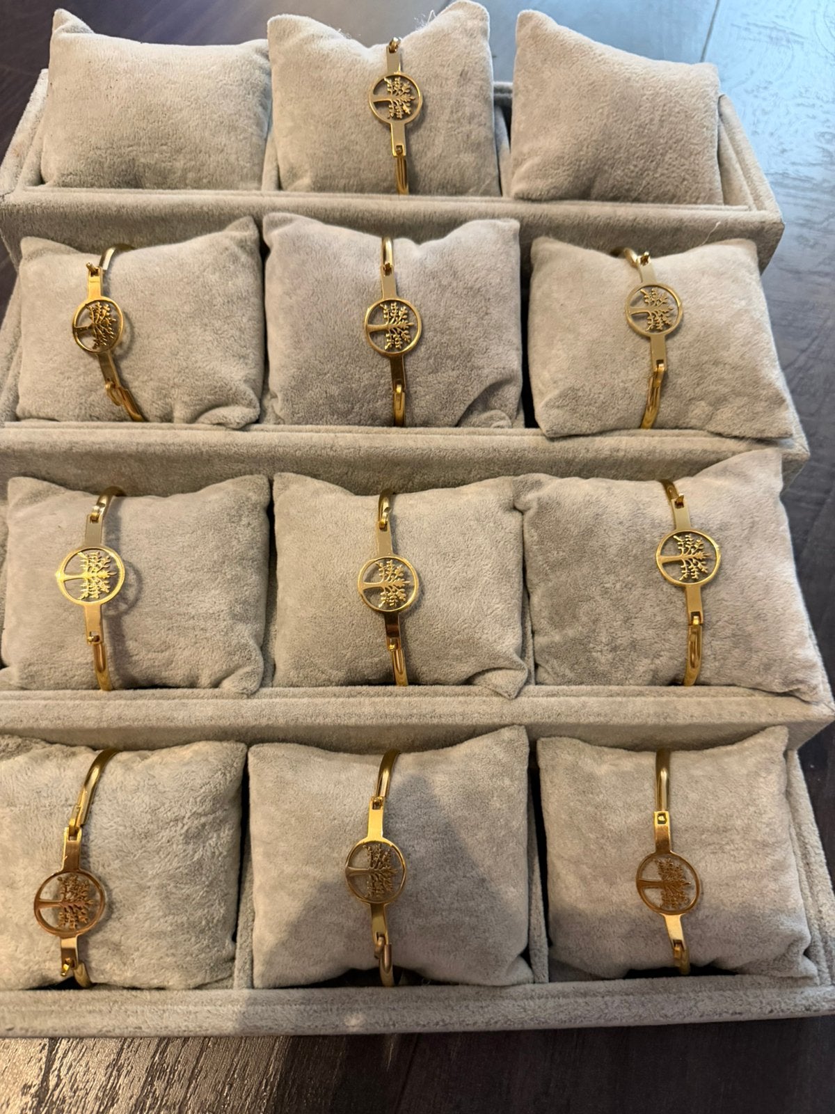 Partij 10 stuks stalen armbanden levensboom 29/9, Verzenden, Nieuw, Goud, Staal