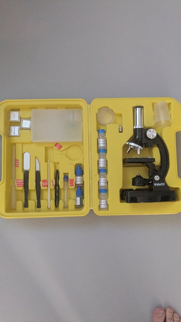 Valetti microscoopset met preparaten – compleet, Ophalen of Verzenden, Zo goed als nieuw, Minder dan 400x, Biologische microscoop