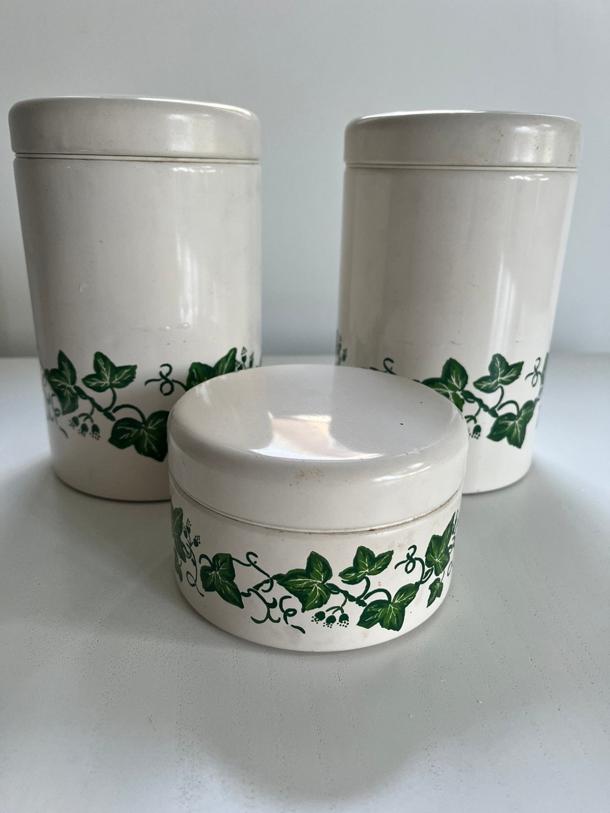 Retro  Brabantia blikken met hedera motief, Ophalen