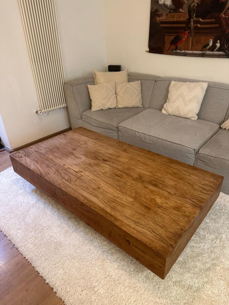 Salontafel Goossens massief mangohout, Huis en Inrichting, Tafels | Salontafels, Ophalen, Gebruikt, 100 tot 150 cm, 50 tot 100 cm