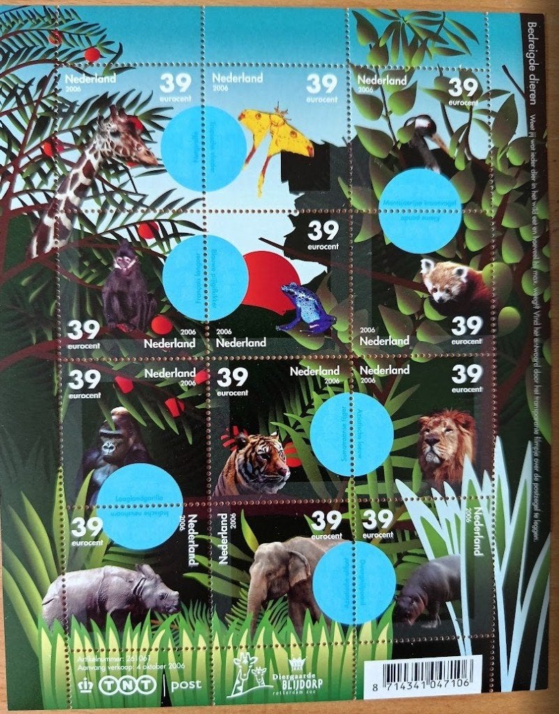 Nederland 2006 Bedreigde Dieren Postzegelvel Postfris, Verzenden, Na 1940, Postfris