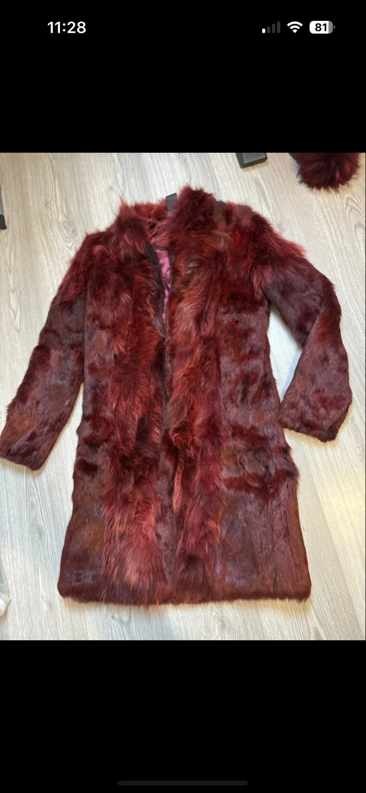 Luxe bordeauxrode bontjas van Rino & Pelle, Ophalen of Verzenden, Zo goed als nieuw, Maat 36 (S), Rood