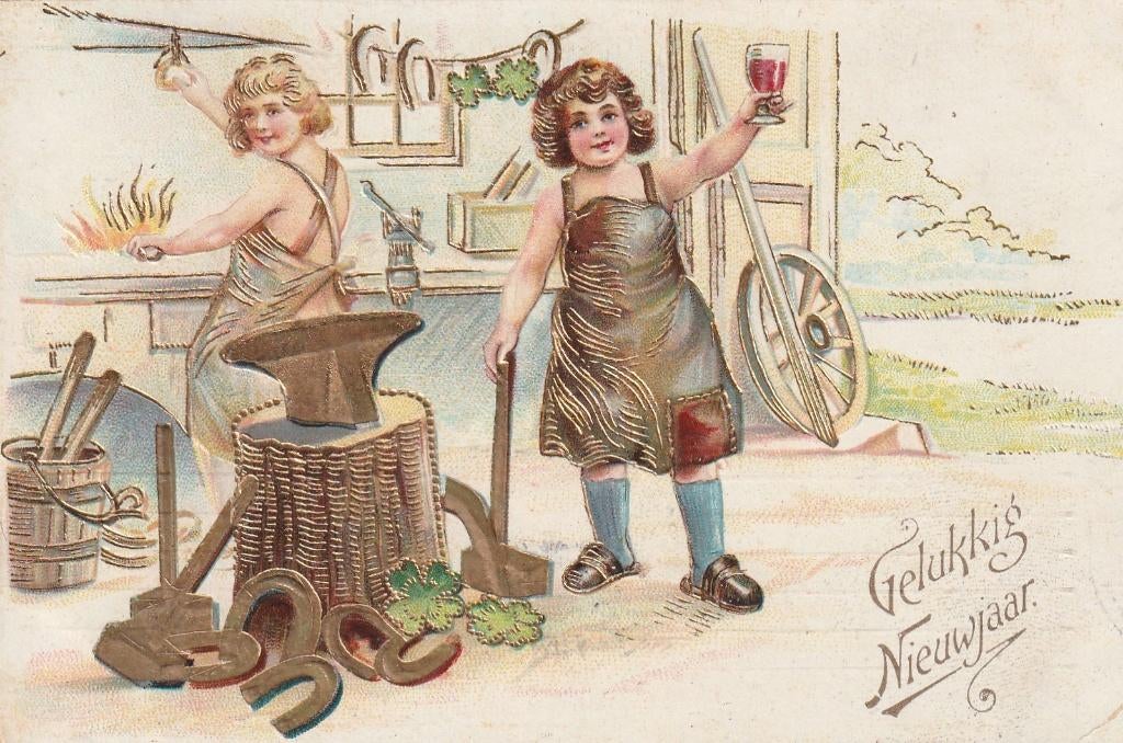 nieuwjaarskaart, Verzamelen, Verzenden, Voor 1920, Sterren en Beroemdheden