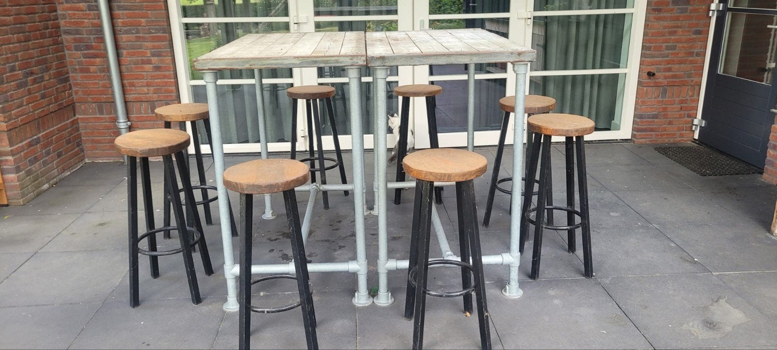 bartafels 120x70x115 steenschotten en steigerbuizen, Ophalen, Gebruikt, Rechthoekig, Hout