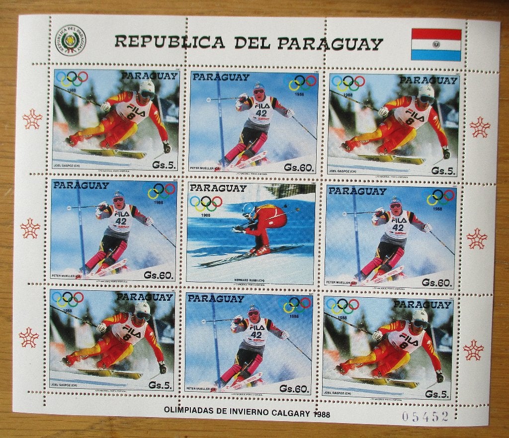 Paraguay, velletje Olympische Winterspelen 1998, Skiën (2), Postzegels en Munten, Postzegels | Thematische zegels, Ophalen of Verzenden