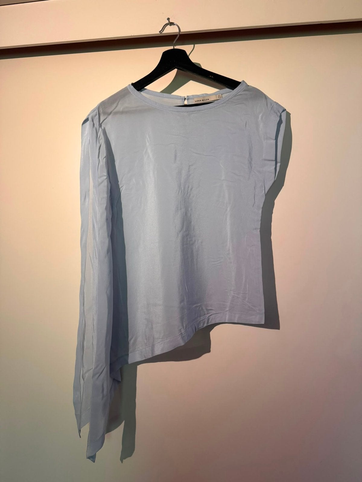 Prachtige Lichtblauwe karen millen blouse maat 36, Ophalen of Verzenden, Zo goed als nieuw, Maat 36 (S), Blauw