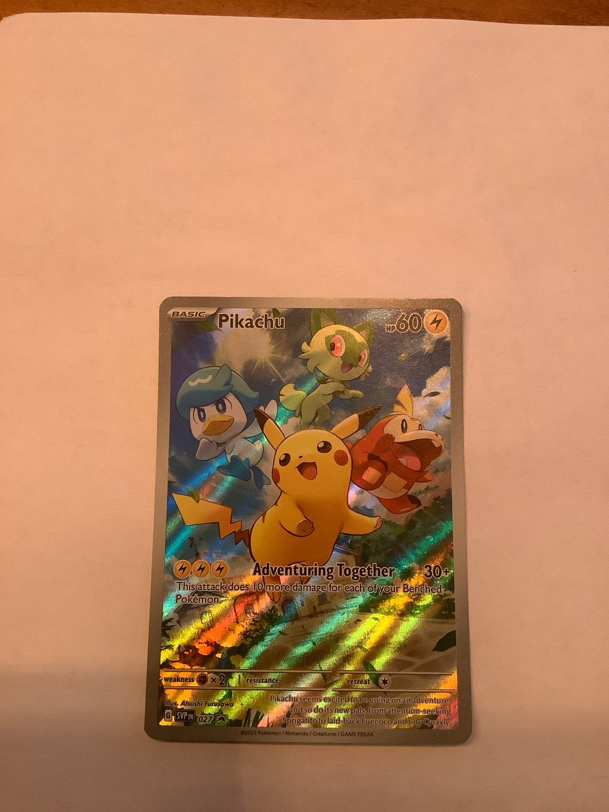 Pikachu SV P 027 Pokémon kaart - Adventuring Together, Hobby en Vrije tijd, Verzamelkaartspellen | Pokémon, Ophalen of Verzenden