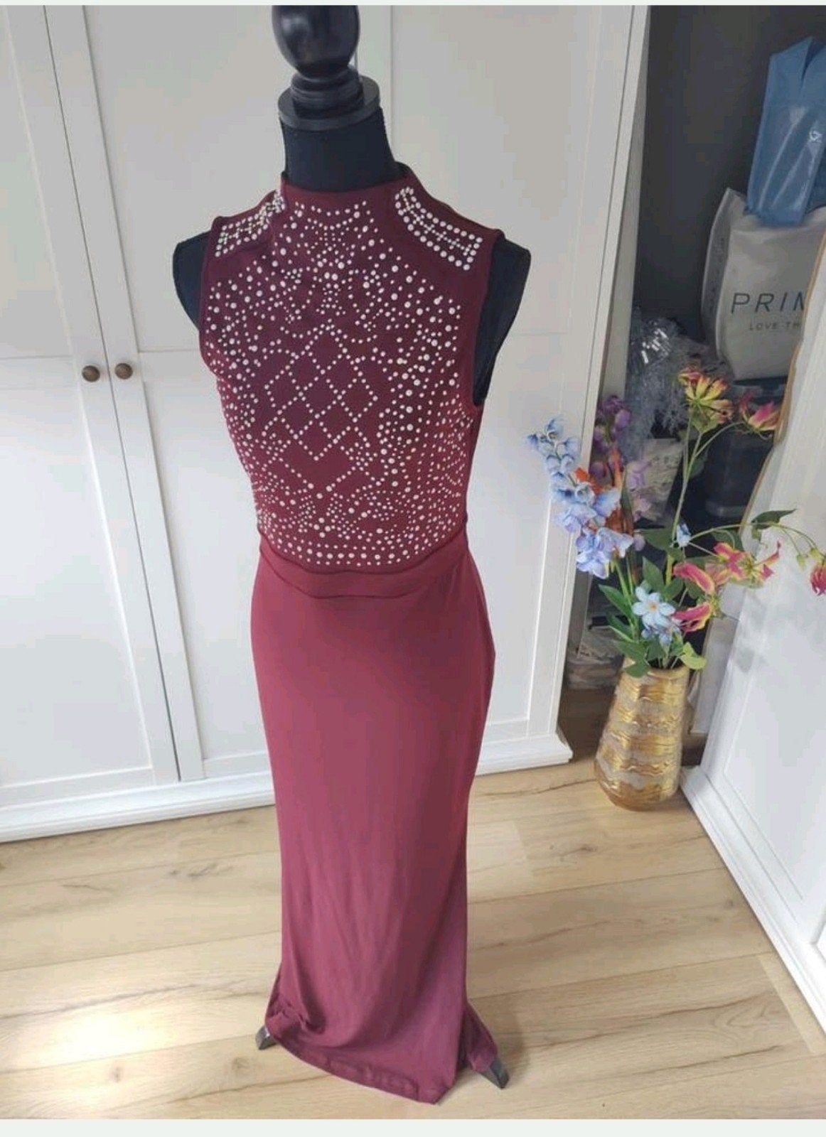 Prachtige als nieuwe bordeaux kleurige jurk, Galajurk, Blauw, Ophalen of Verzenden, Zo goed als nieuw