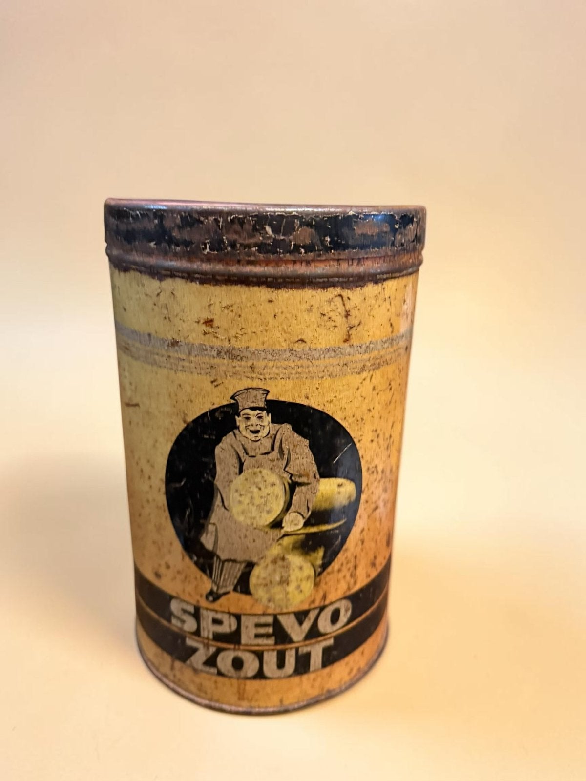 Vintage blik van Spevo zout, Verzamelen, Blikken, Ophalen of Verzenden, Gebruikt, Overige, Overige merken