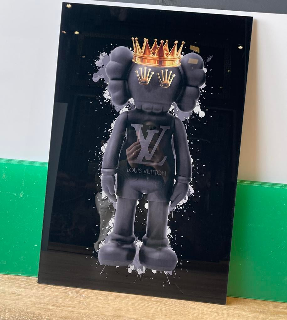 Luxe KAWS Louis Vuitton Kroon Plexiglas Kunst 60x40cm, Ophalen of Verzenden