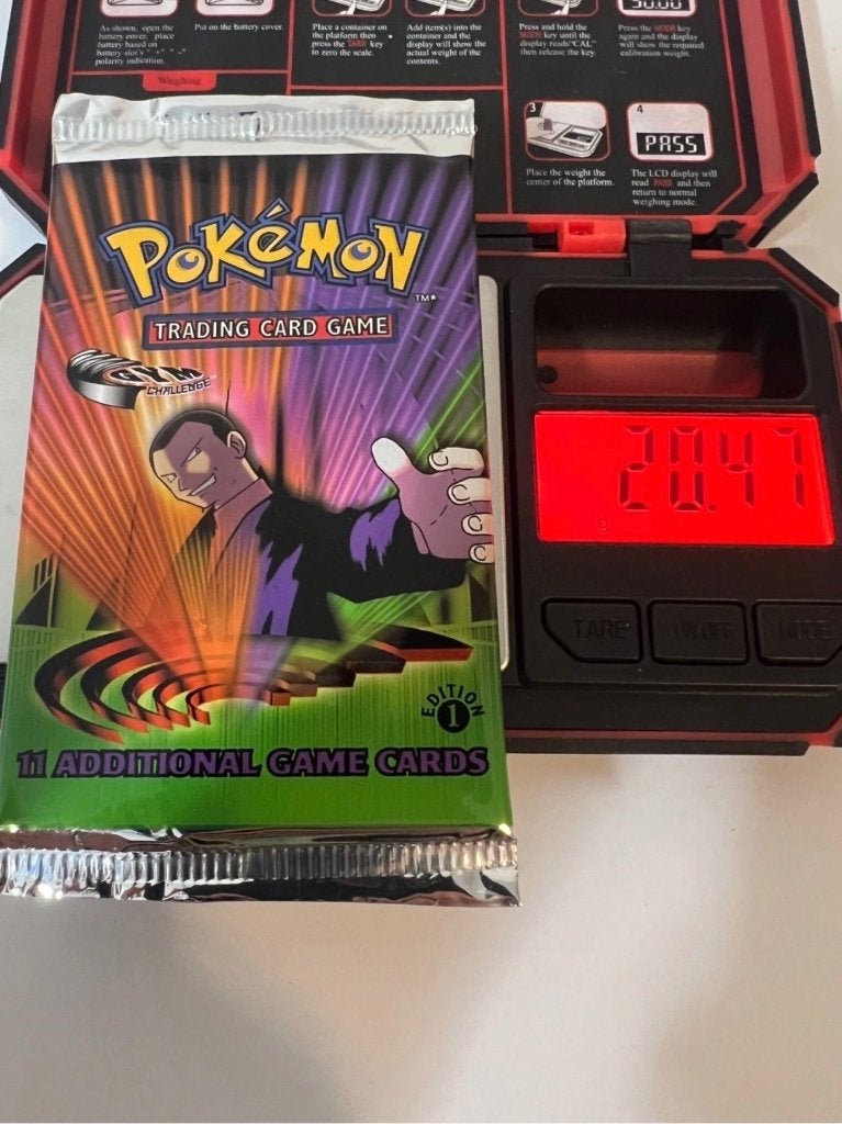 Pokemon Gym Challenge Booster Pack 1st Edition 20.47 HEAVY?, Ophalen of Verzenden, Zo goed als nieuw, Booster