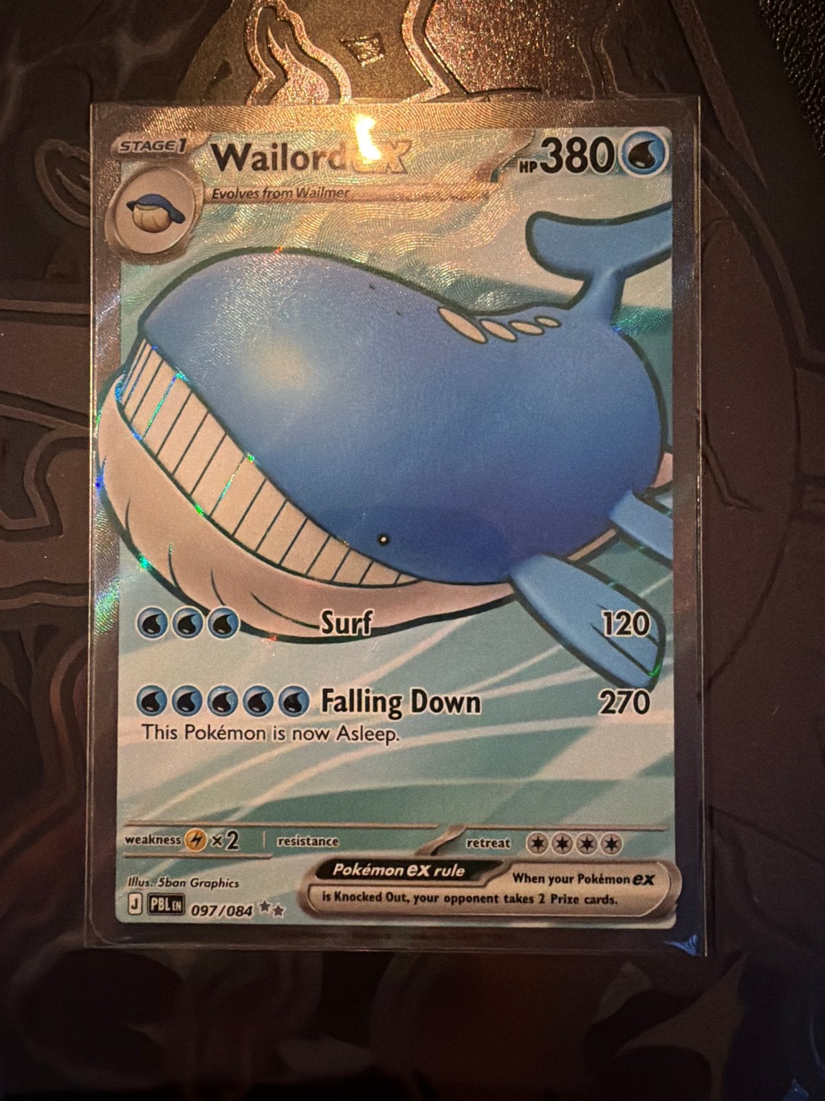 Wailord EX 097/084 - Pitch Black Pokemon Kaart, Ophalen of Verzenden, Zo goed als nieuw, Losse kaart, Foil