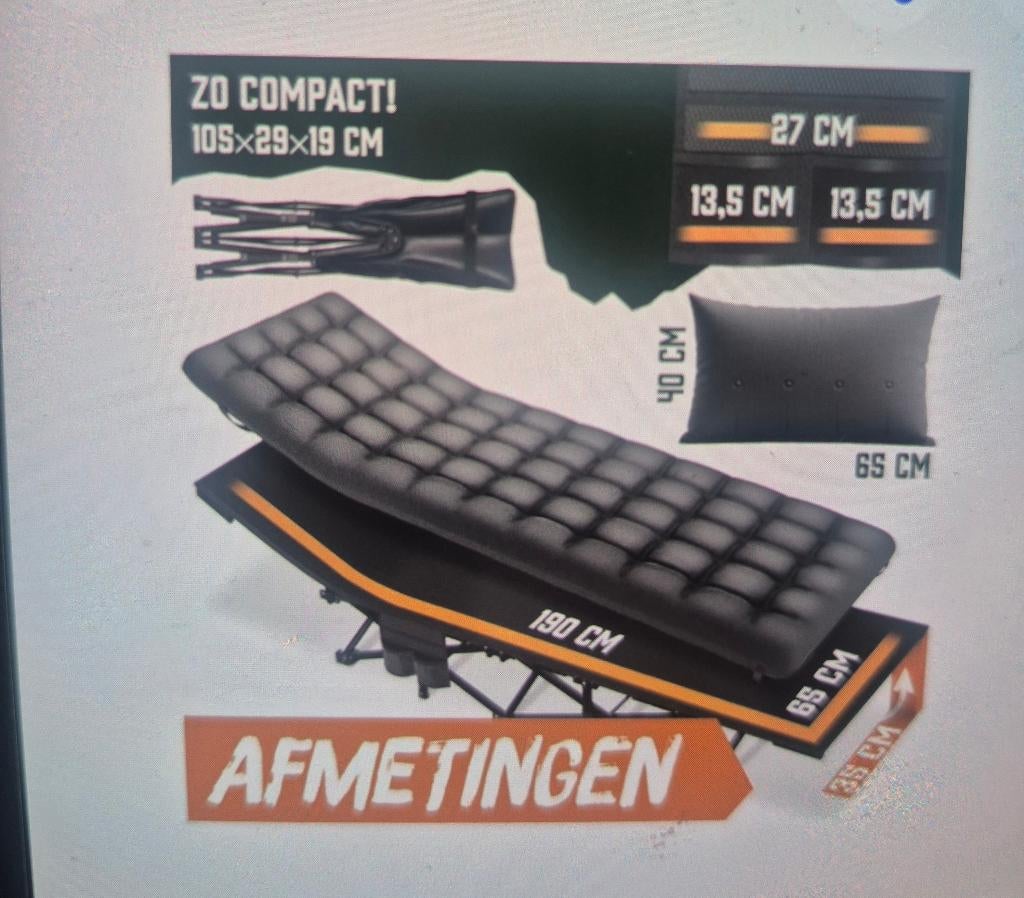 Veldbed met matras, Ophalen, Zo goed als nieuw, Campingmeubel-accessoire
