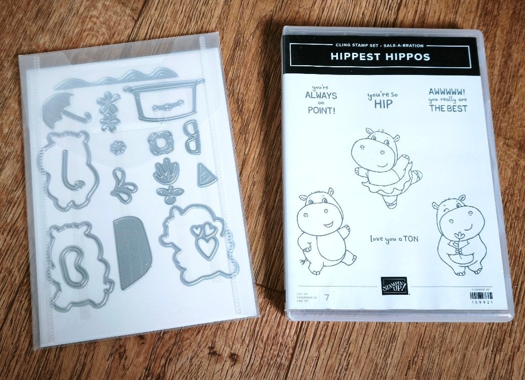 Stempels en dies van Stampin'up Hippest hippos, Hobby en Vrije tijd, Stempelen, Ophalen of Verzenden, Zo goed als nieuw, Overige typen