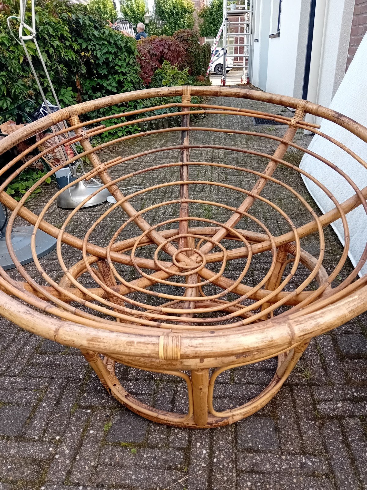 Jysk ligstoel (papasan stoel) zonder kussen, Ophalen, Bruin, Riet of Rotan, Zo goed als nieuw