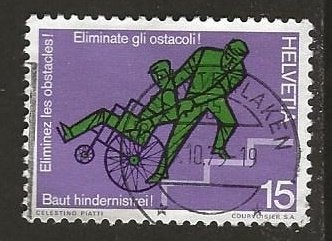 Zwitserland 9, obstakels voor gehandicapten, Verzenden, Gestempeld