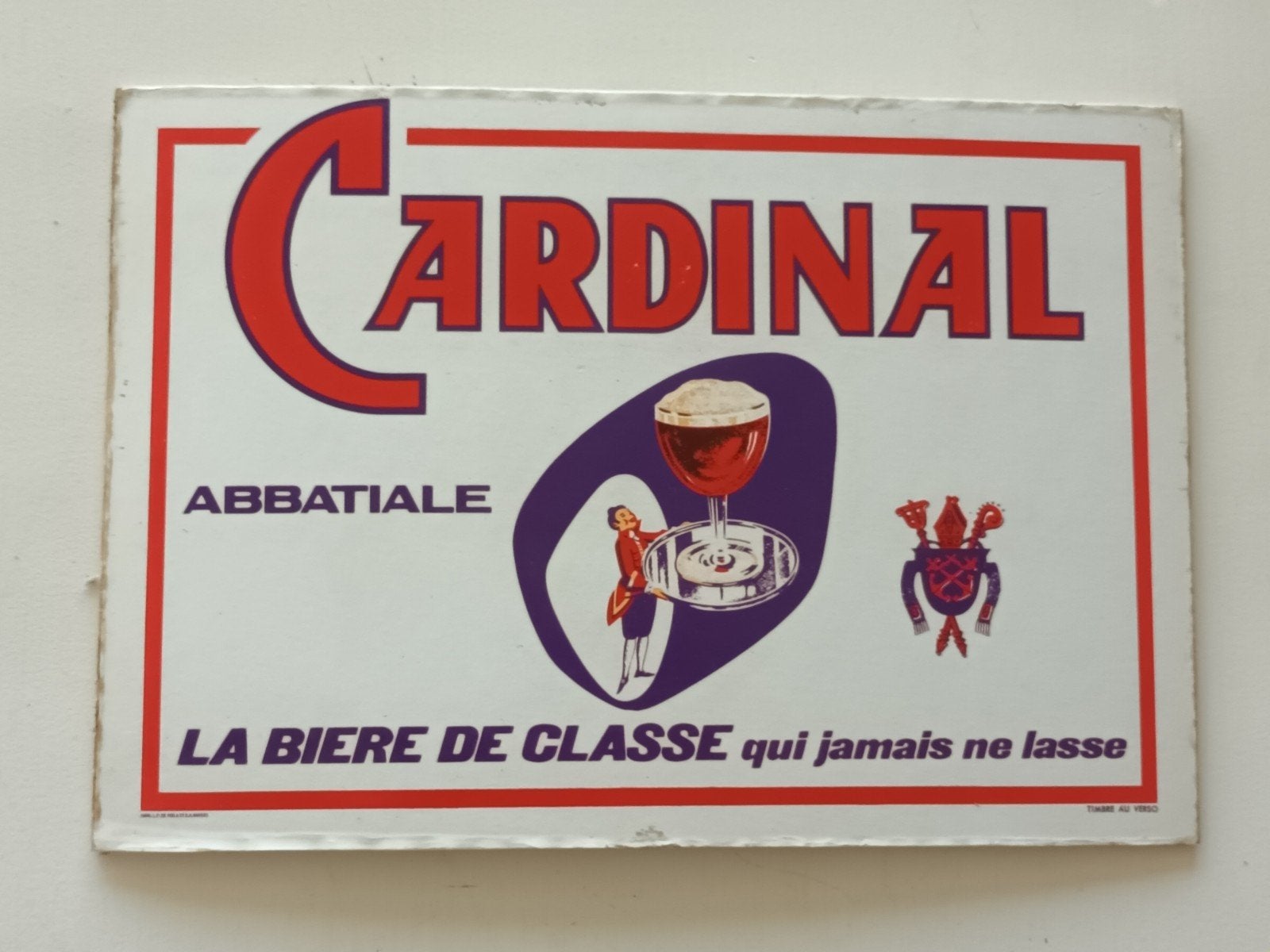 Vintage Cardinal Bier Reclamebord, Ophalen of Verzenden, Gebruikt