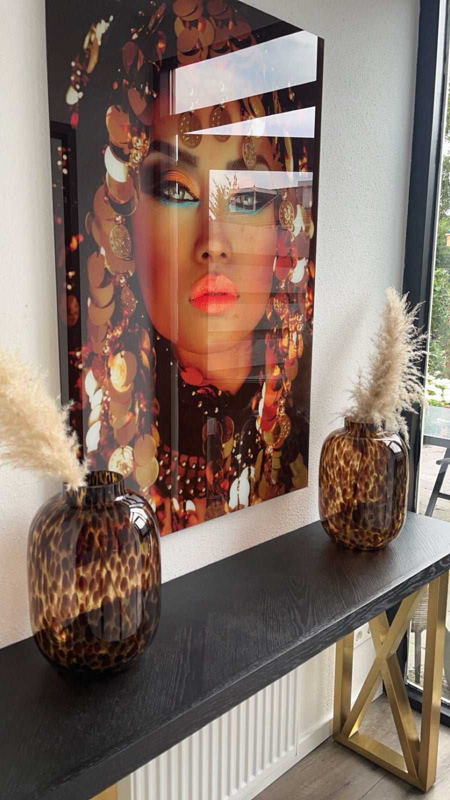 Vazen, Huis en Inrichting, Woonaccessoires | Vazen, Ophalen of Verzenden, Zo goed als nieuw, Bruin, Glas