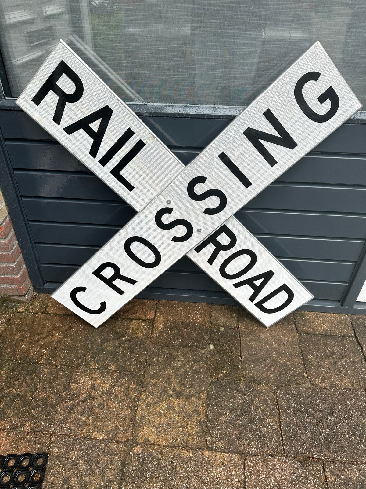 Railroad Crossing Bord - Decoratief of Verzameling, Verzamelen, Ophalen, Gebruikt, Trein, Overige typen