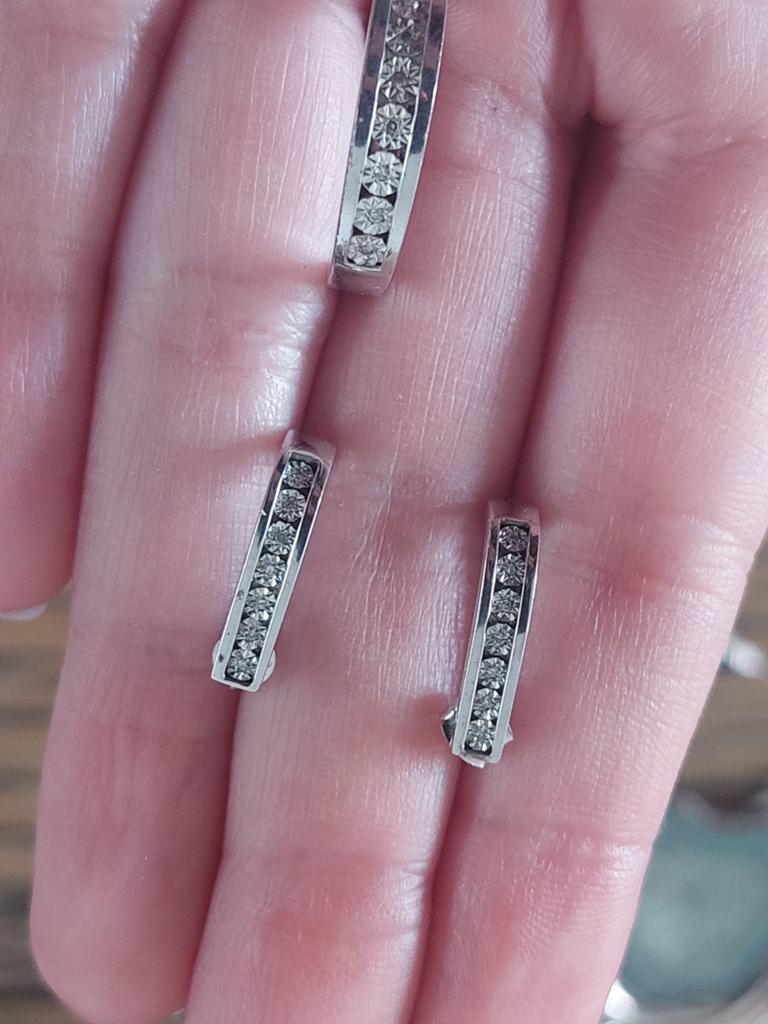 Zilveren setje met Diamanten, Ophalen of Verzenden, Zo goed als nieuw, Zilver