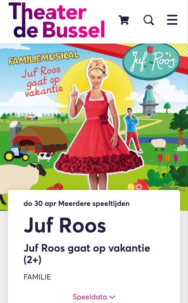 4 kaartjes Juf Roos Bussel, Tickets en Kaartjes, Evenementen en Festivals, Drie personen of meer