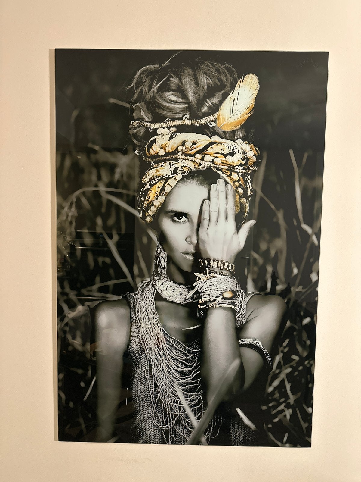 Wand decoratie/Modern portret van vrouw, glas groot voormaat, Portret of Personen, Realistisch, Overige ondergronden, Print