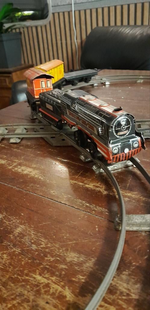 Retro vintage spoor rail met locomotief en wagons, Ophalen of Verzenden, Gebruikt, Gelijkstroom, Overige merken