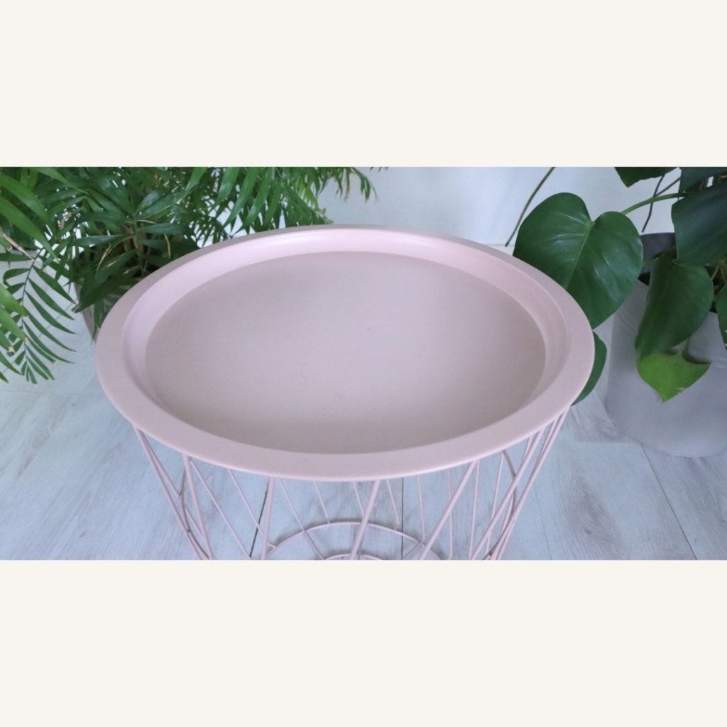 Bijzettafel en draadmand, Huis en Inrichting, Minder dan 55 cm, Metaal of Aluminium, Rond, Zo goed als nieuw