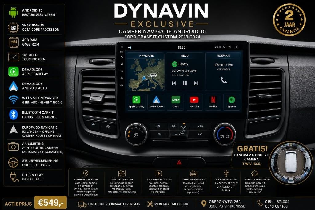 ford custom autoradio navigatie carplay android 15 Dynavin, Auto diversen, Autoradio's, Ophalen of Verzenden, Dynavin, VERKOOP@INBOUWNAVIGATIE.COM
