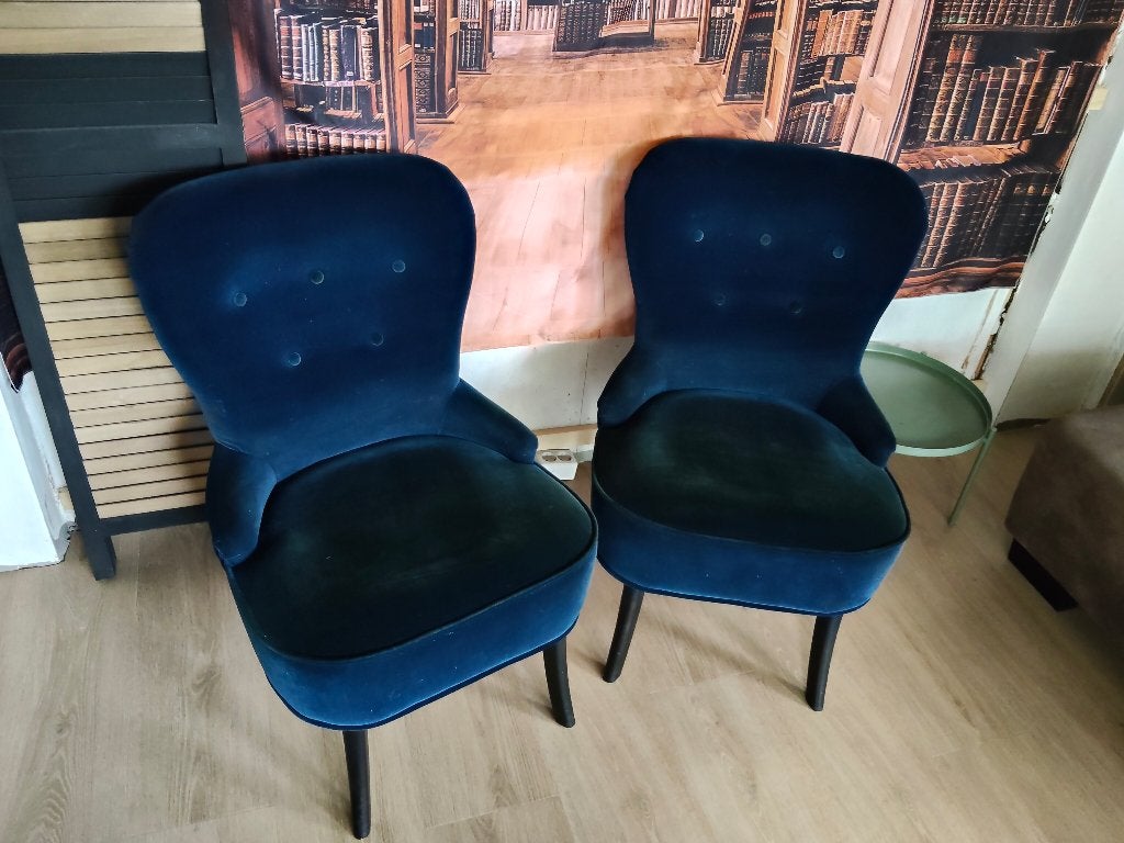 2x blauwe fauteuil, Huis en Inrichting, Ophalen, 75 tot 100 cm, 50 tot 75 cm