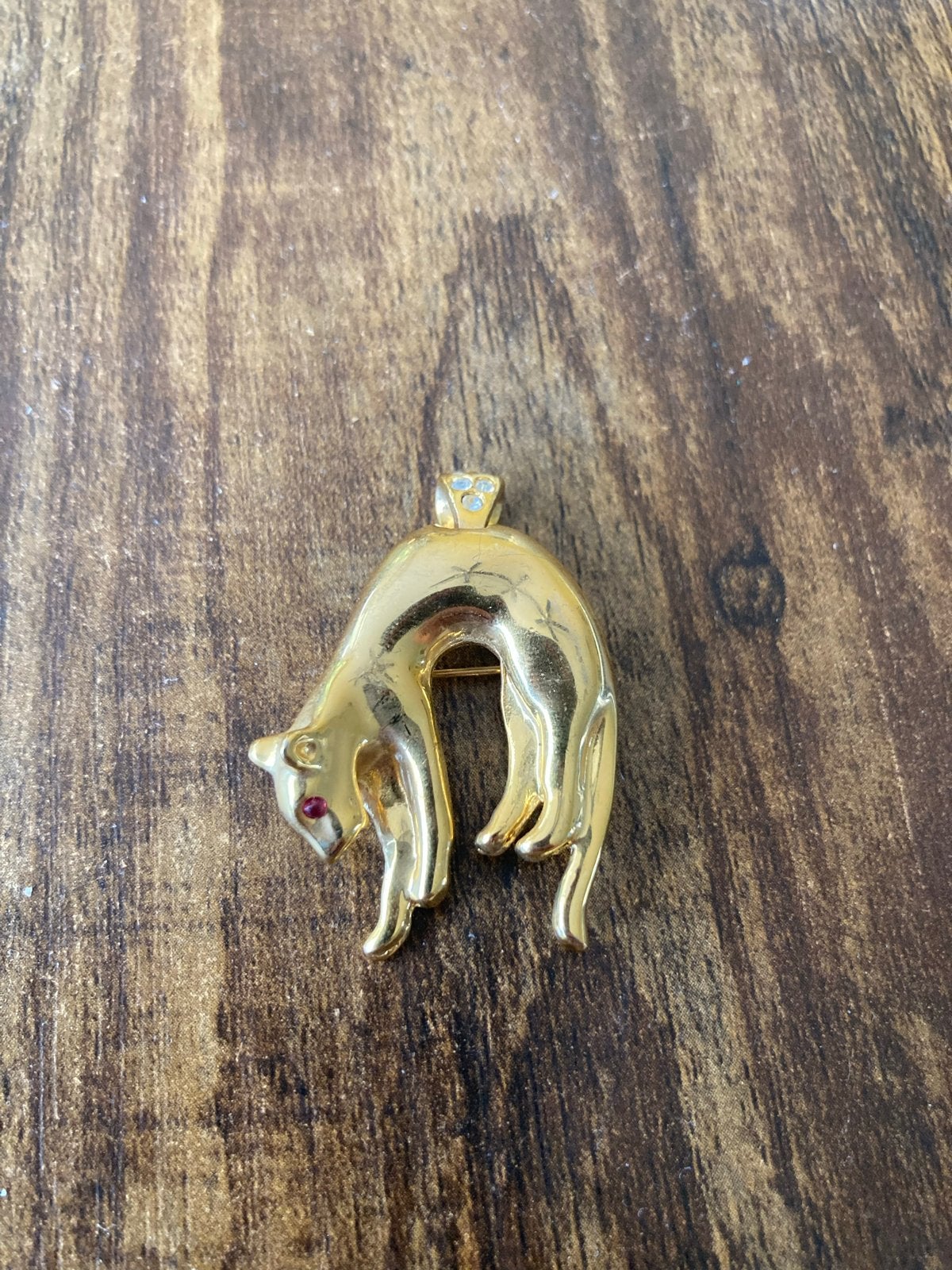 Gouden Kat Broche/Hanger - 3x4 cm, Sieraden, Tassen en Uiterlijk, Broches, Overige materialen, Minder dan 4 cm, Ophalen of Verzenden