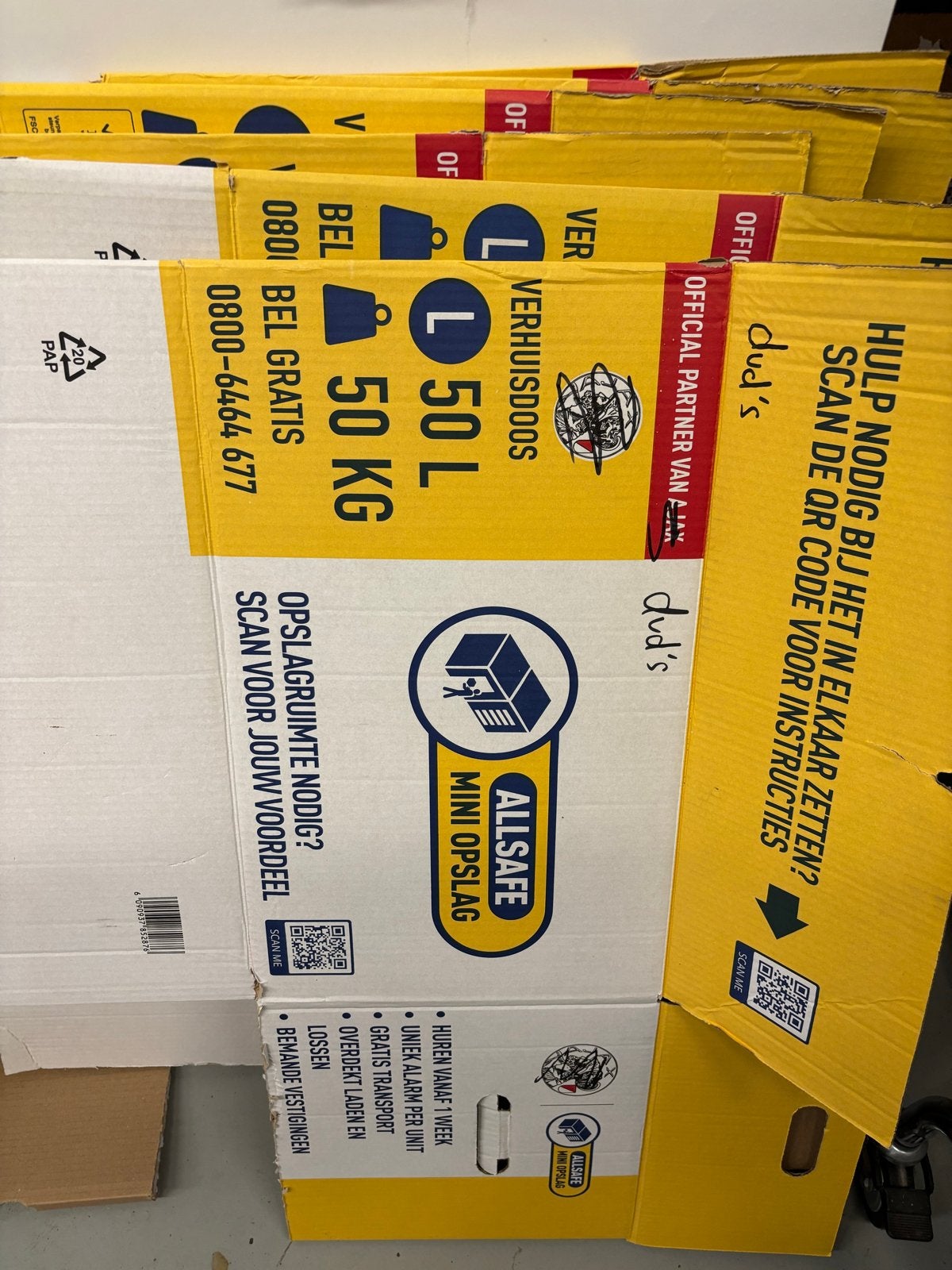 Diverse verhuisdozen - Allsafe, Action, Praxis, Ophalen, 40 tot 60 cm, 50 tot 75 cm, 35 tot 50 cm