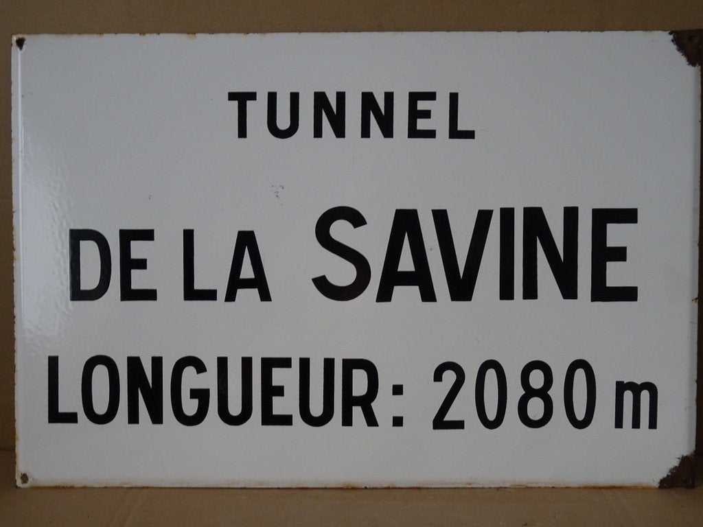 Curiosa vintage emaille bord Frans verkeersbord Tunnel 60x40, Gebruikt, Overige typen, Ophalen of Verzenden, Onbekend