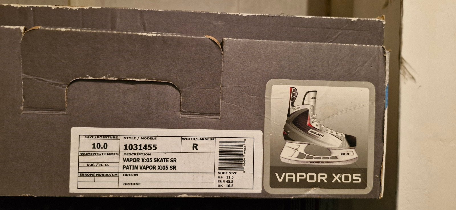 Bauer Vapor X05 ijshockey schaatsen - Maat 45.5, Sport en Fitness, Ophalen, Zo goed als nieuw, Schaatsen