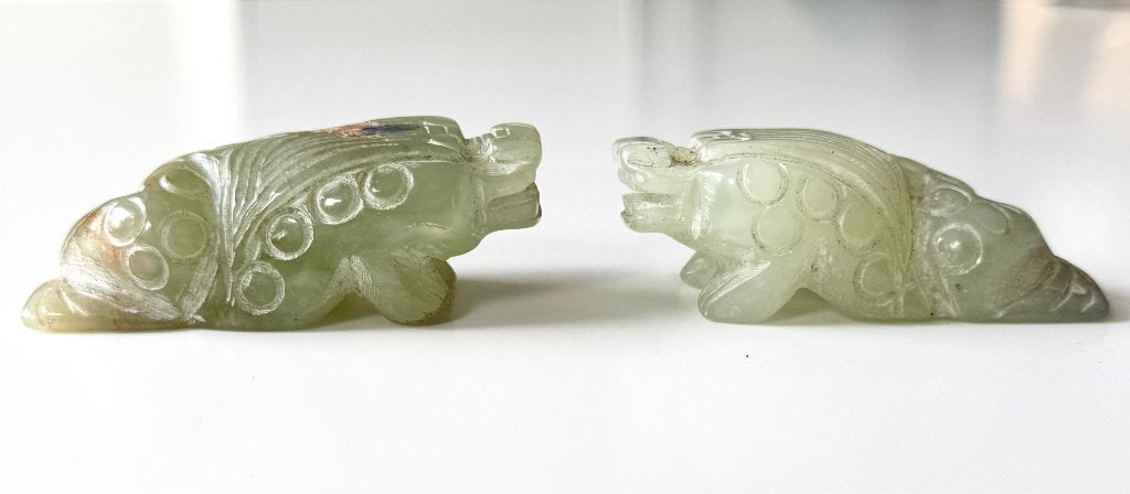 2 oude Jade Fu Dogs, China, Antiek en Kunst, Ophalen of Verzenden