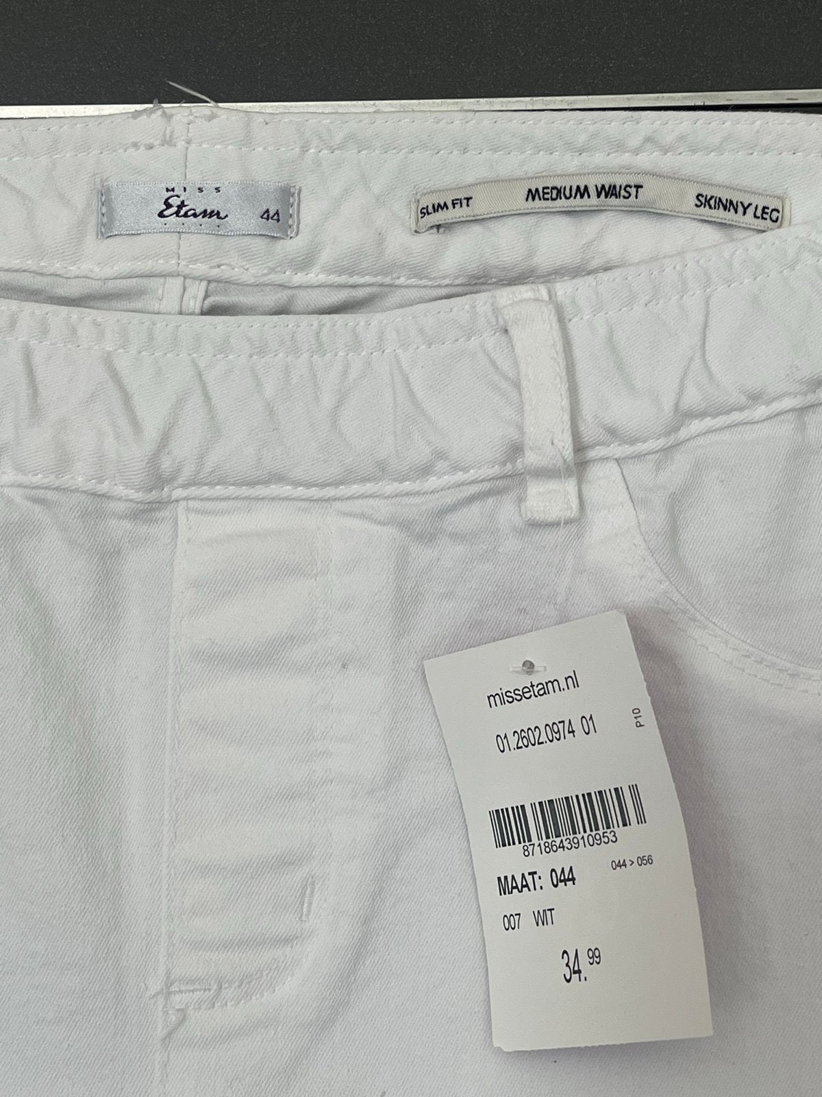 Nieuwe Miss Etam witte slim fit broek maat 44, Wit, Maat 42/44 (L), Nieuw, Ophalen of Verzenden