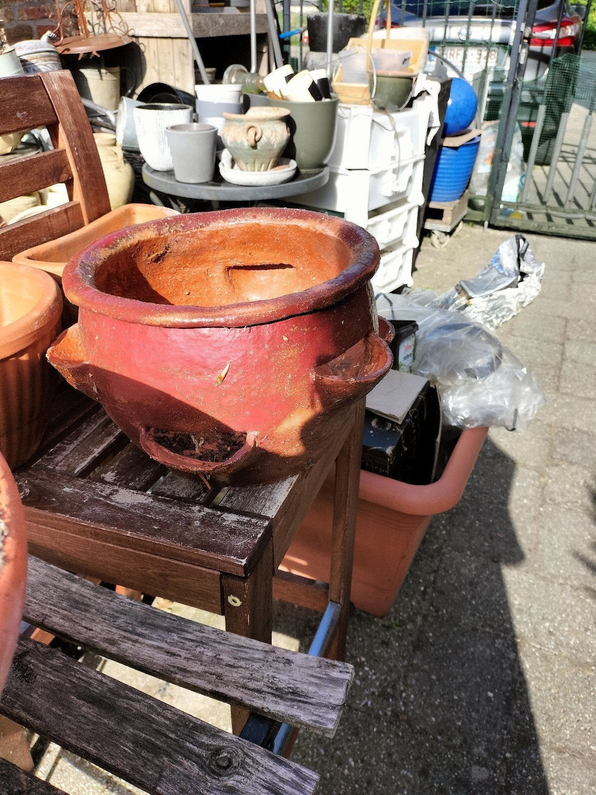Terracotta bloempot  aardbeien pot handmade, Tuin en Terras, Bloempotten, Aardewerk, Balkon, Tuin, Minder dan 40 cm, Minder dan 25 cm
