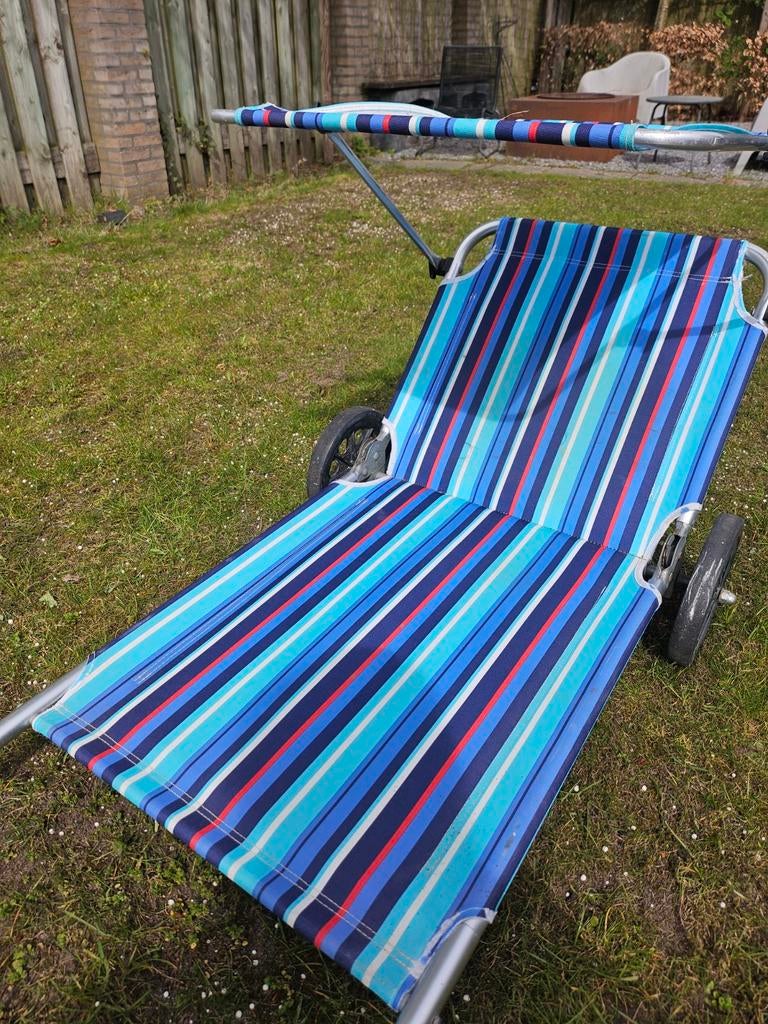 Strandstoeltje met wieltjes en rugleuning (4 standen), Ophalen