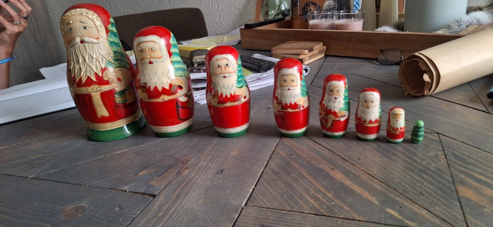Kerstman Matroesjka Poppen Set - Unieke Decoratie, Ophalen of Verzenden, Gebruikt