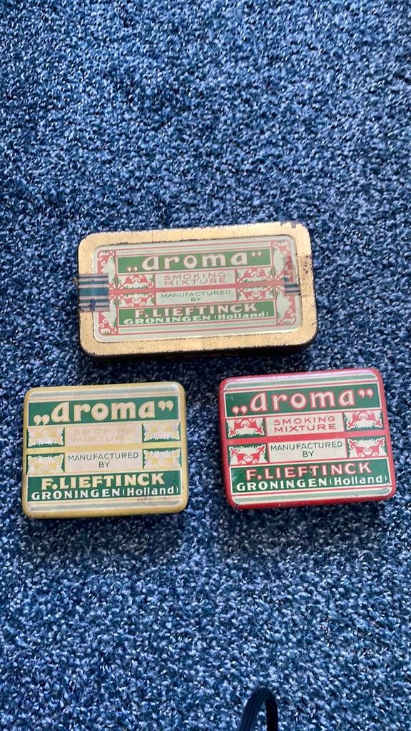Vintage 'Aroma' Tabaksblik F. Lieftinck Groningen, Ophalen of Verzenden, Gebruikt, Overige, Overige merken