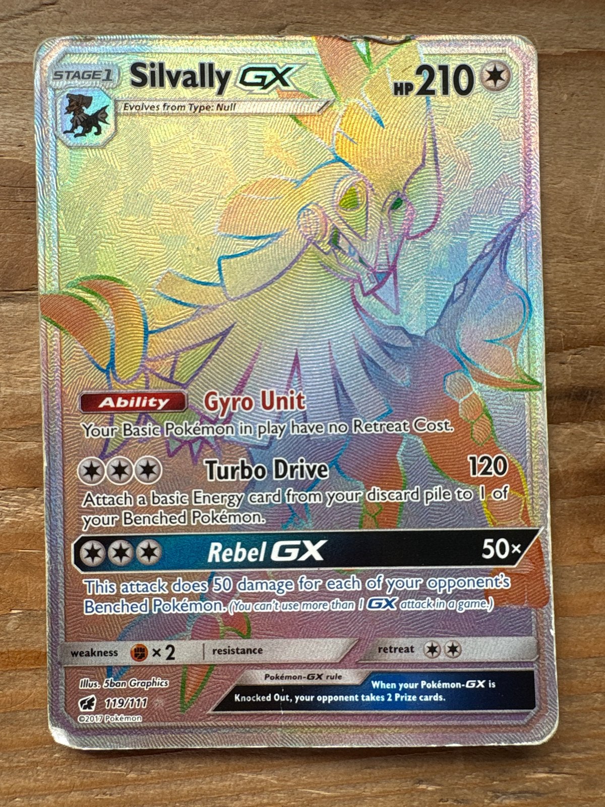 Silvally GX Rainbow Rare Pokémon Kaart 119/111, Ophalen of Verzenden, Gebruikt, Losse kaart, Foil