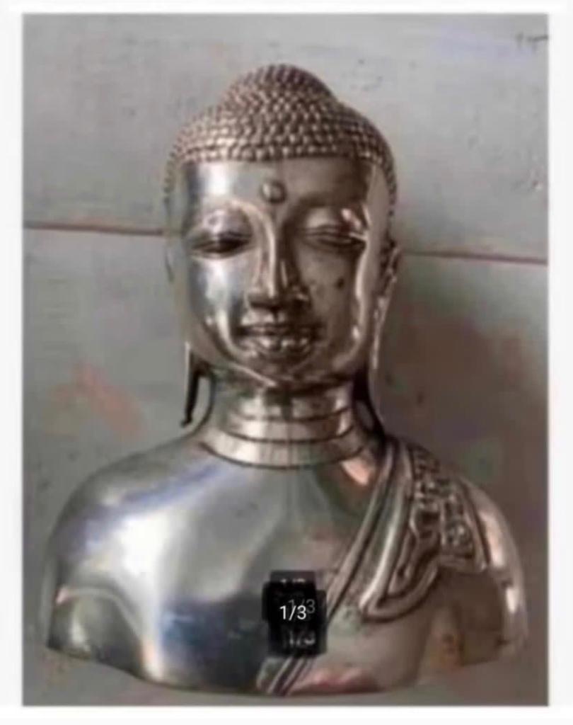 Boeddha hoofd body (ver) zilverkleurig metaal, Ophalen of Verzenden