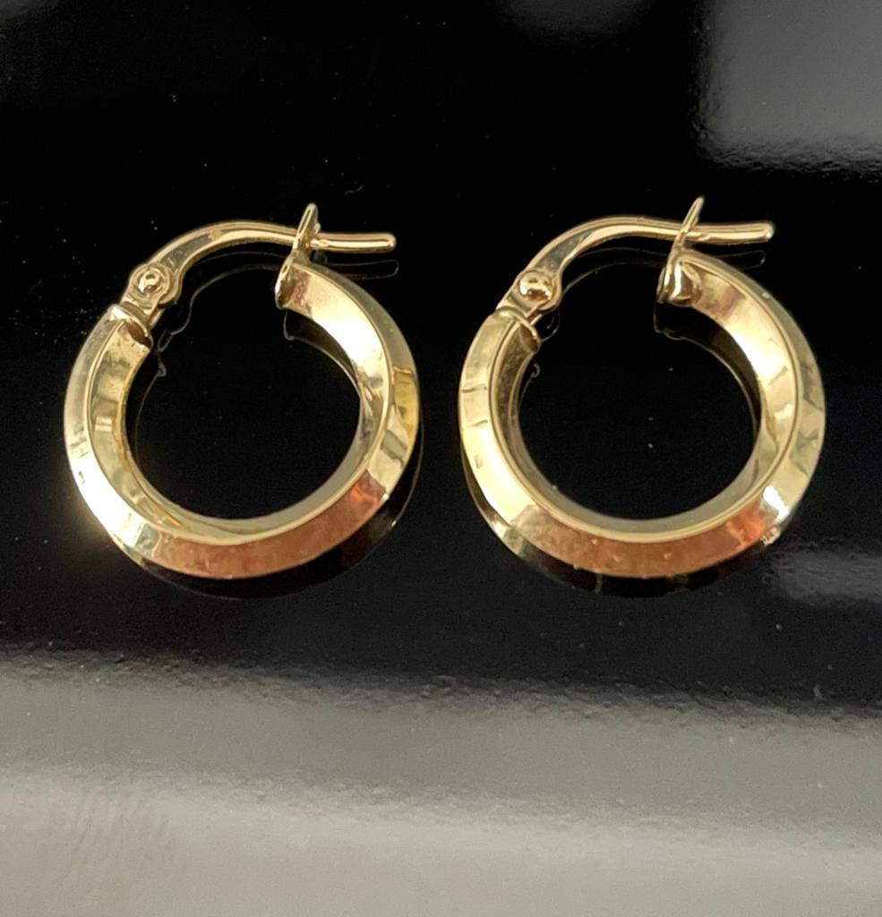 18 karaat geel gouden gladde creolen, Hangers, Nieuw, Ophalen of Verzenden, Goud