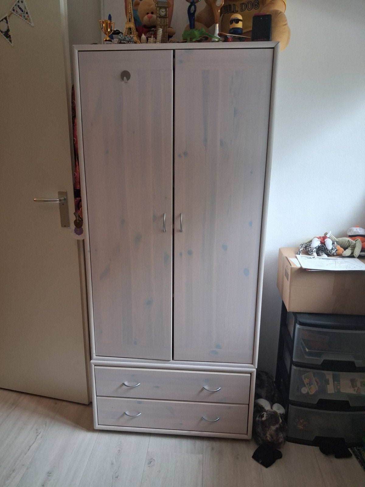 Kledingkast met lades en kastje, Ophalen, 85 tot 100 cm, Gebruikt, Hoogslaper of Stapelbed