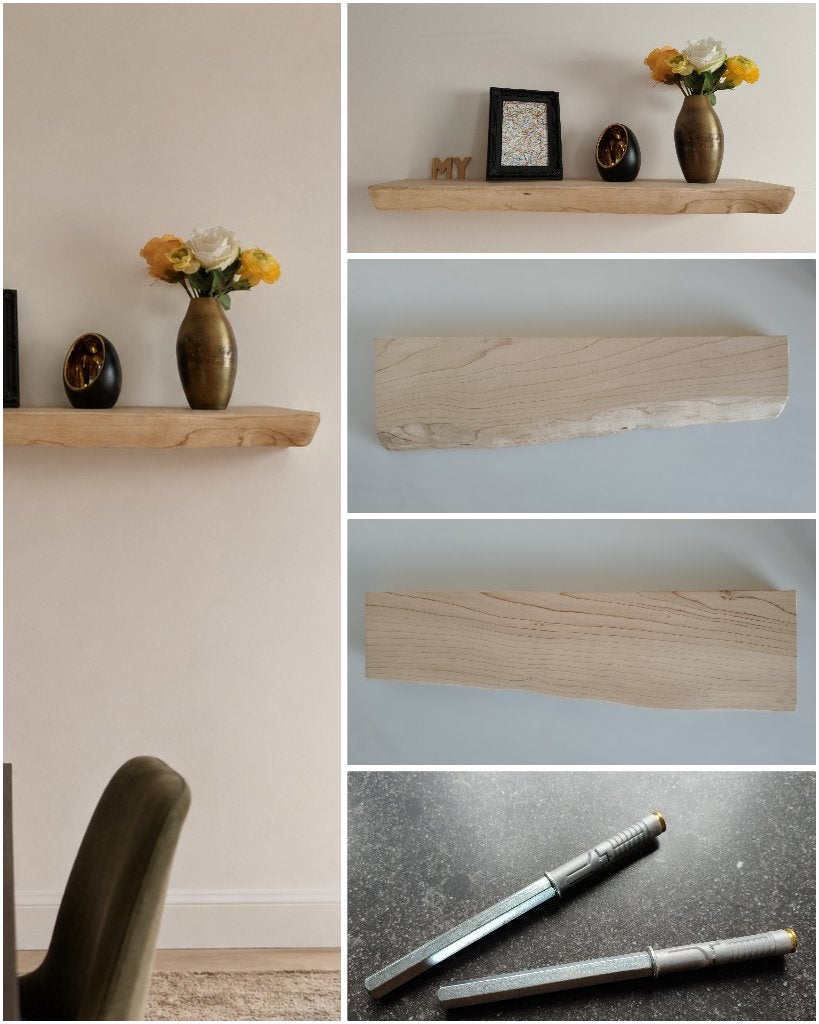Massief houten wandplank zwevend + montagepennen 78cm #228B, Houtatelier M.Y., Info@myhoutatelier.nl, Nieuw, Ophalen of Verzenden