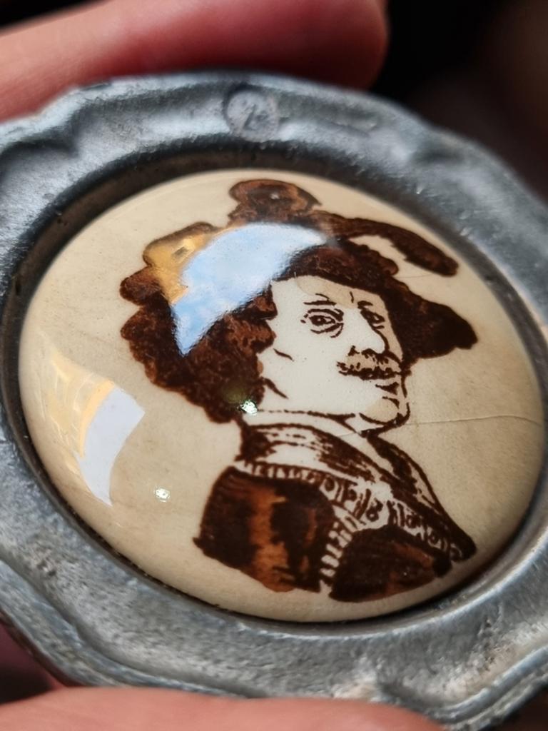 Vintage Tinnen Miniatuur Schilderij Rembrandt, Antiek en Kunst, Ophalen of Verzenden