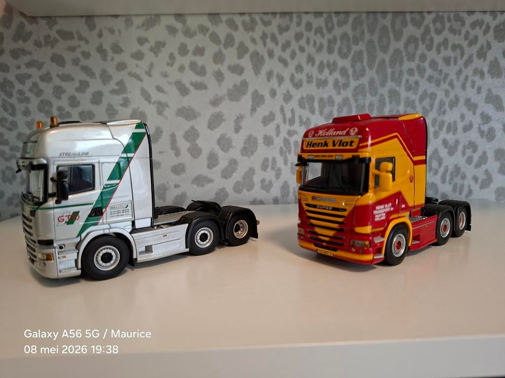 WSI, Setje Scania R Losse Trekkers Hebra en Vlot, Hobby en Vrije tijd, Modelauto's | 1:50, Ophalen of Verzenden, Zo goed als nieuw