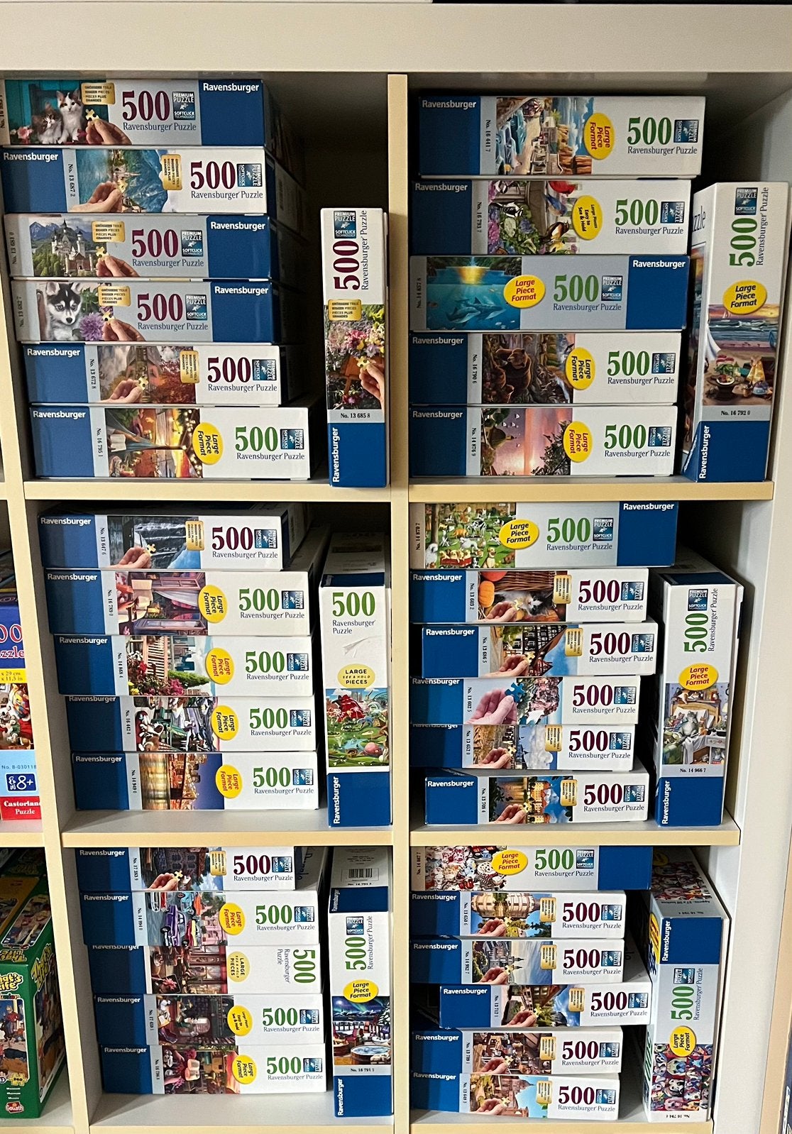 15x Ravensburger puzzels 500XL stukjes, Ophalen of Verzenden, 500 t/m 1500 stukjes, Zo goed als nieuw, Legpuzzel