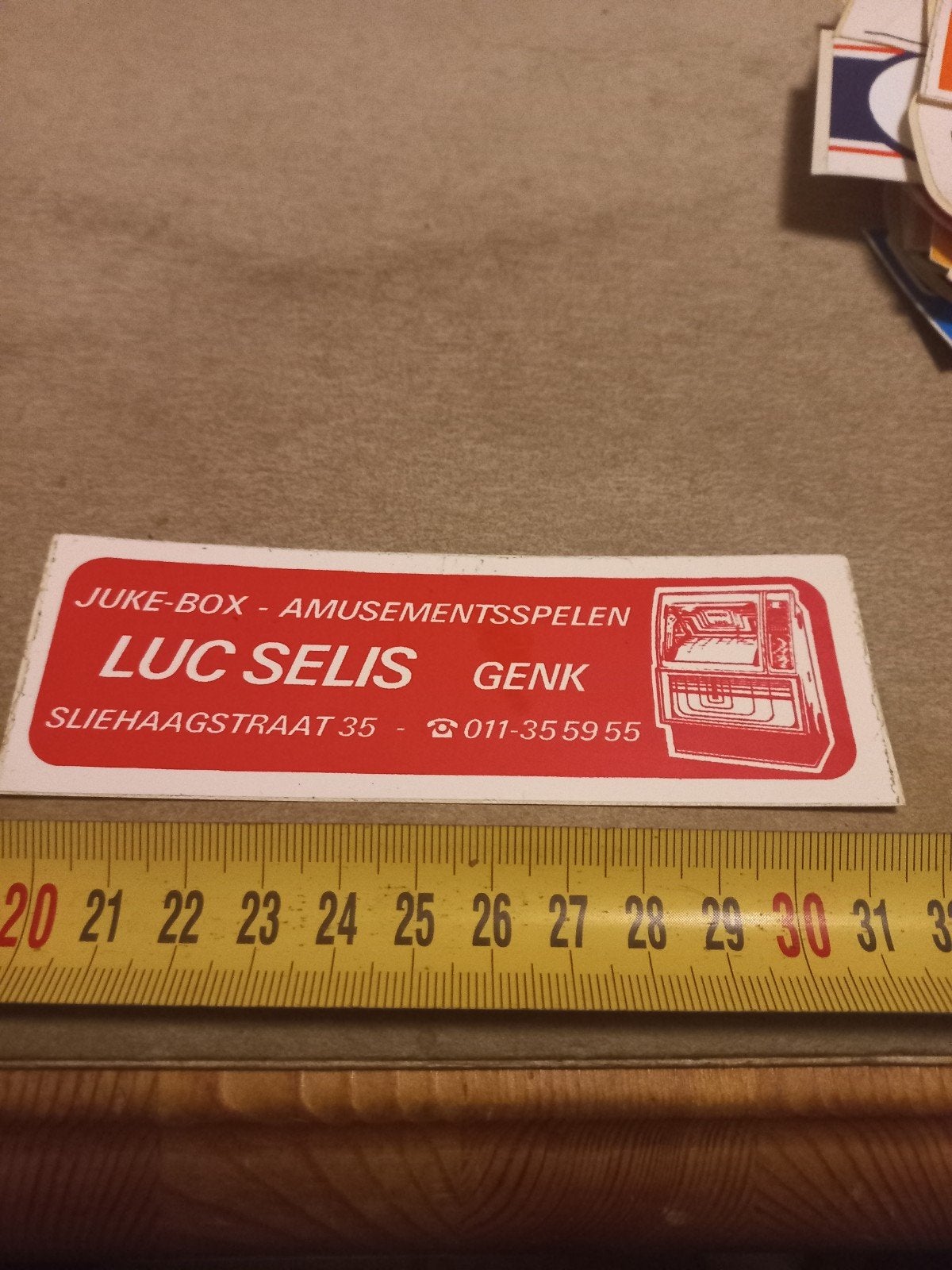 Vintage Jukebox Sticker Luc Selis Genk, Ophalen of Verzenden, Gebruikt